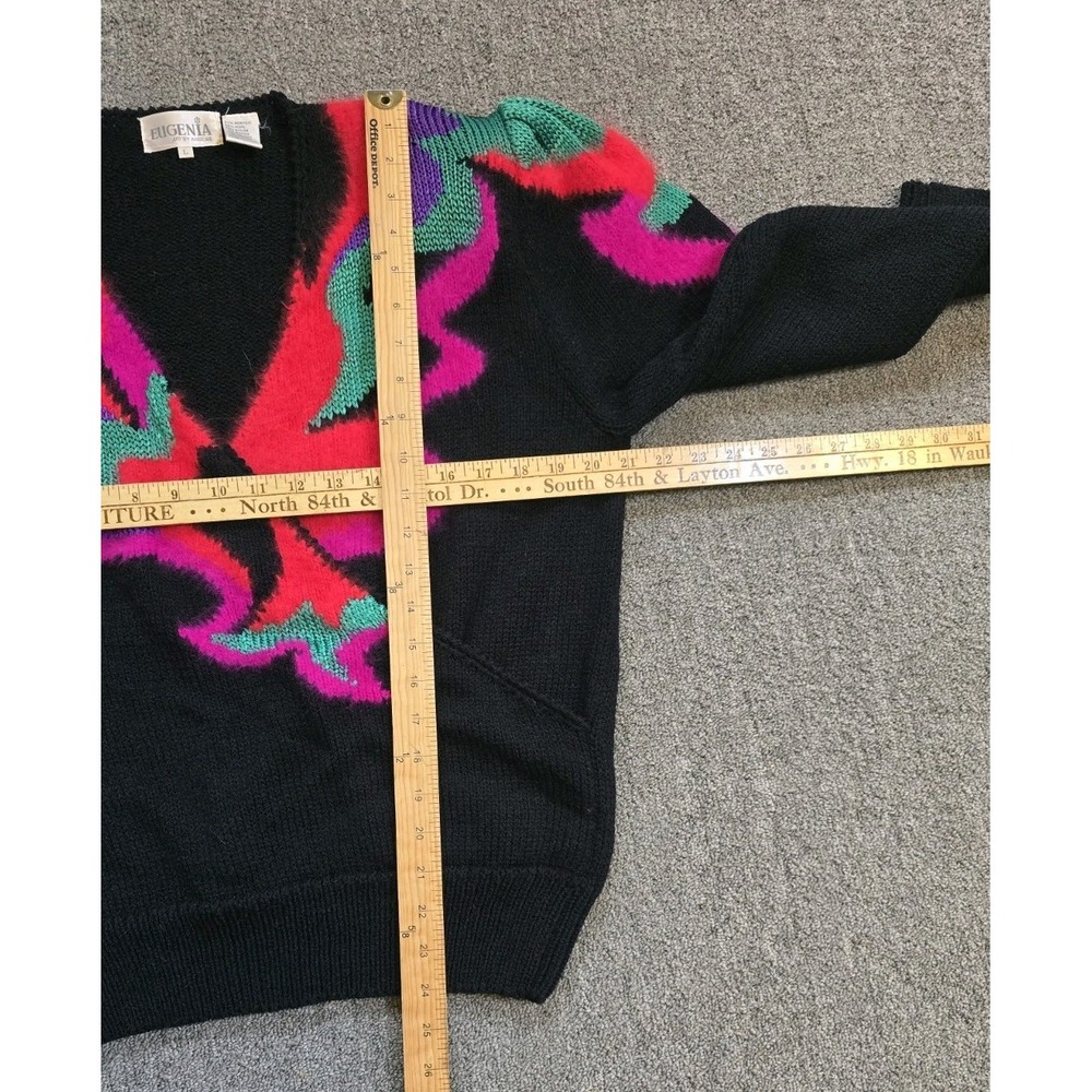 VTG Eugenia by Angenie Women's SZ L Wool/Angora Blend Sweater 80s Puff Sleeve - Picture 4 of 5